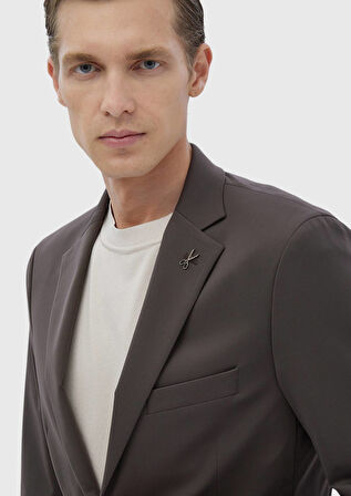 Bordo Düz Comfort Fit Örme Takım Elbise