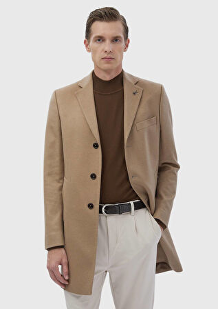Deve Tüyü Regular Fit Kelebek Yaka Klasik Dokuma Palto