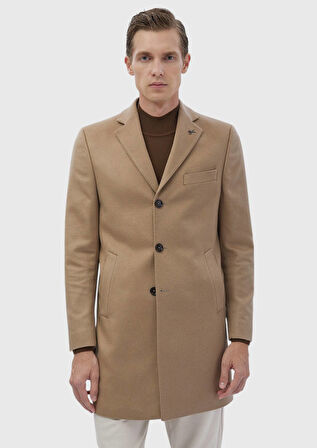 Deve Tüyü Regular Fit Kelebek Yaka Klasik Dokuma Palto