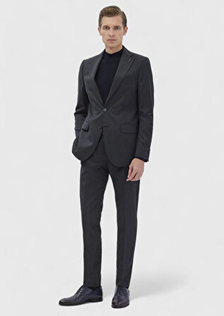 Antrasit Çizgili Thin&taller Slim Fit %100 Yün Takım Elbise