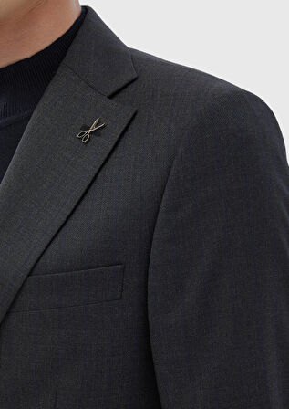 Antrasit Çizgili Thin&taller Slim Fit %100 Yün Takım Elbise