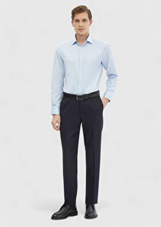 Mavi Desenli Regular Fit Dokuma Klasik %100 Pamuk Gömlek