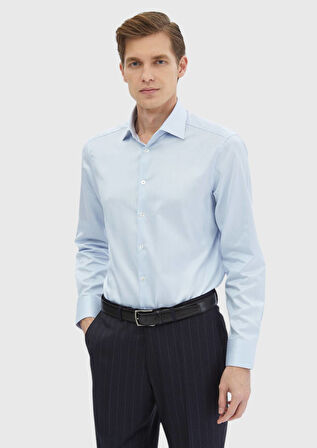 Mavi Desenli Regular Fit Dokuma Klasik %100 Pamuk Gömlek