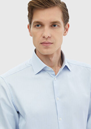 Mavi Desenli Regular Fit Dokuma Klasik %100 Pamuk Gömlek