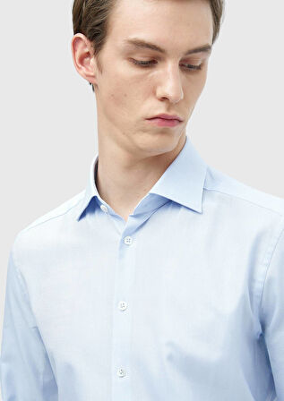 Mavi Düz Regular Fit Dokuma Klasik %100 Pamuk Gömlek