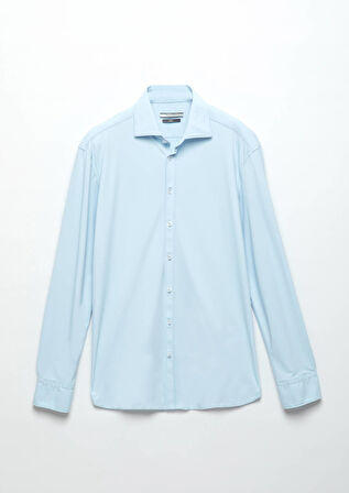 Mavi Düz Regular Fit Dokuma Klasik Gömlek