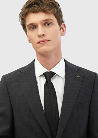 Antrasit Çizgili Thin&taller Slim Fit %100 Yün Takım Elbise