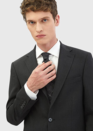 Antrasit Mikro Modern Fit Yün Karışımlı Takım Elbise