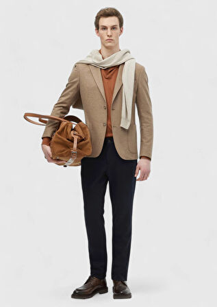 Deve Tüyü Düz Shirt Shoulder Slim Fit %100 Pamuk Ceket