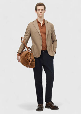 Deve Tüyü Düz Shirt Shoulder Slim Fit %100 Pamuk Ceket