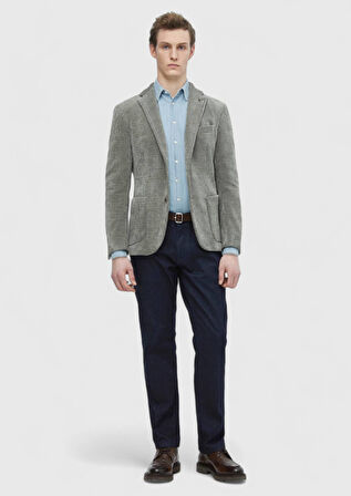 Açık Yeşil Desenli Shirt Shoulder Slim Fit Ceket