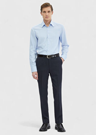 Mavi Düz Regular Fit Dokuma Klasik %100 Pamuk Gömlek