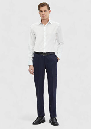 Beyaz Regular Fit Ütü İstemeyen Dokuma Klasik %100 Pamuk Gömlek