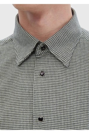 Koyu Gri Desenli Casual Fit Dokuma Casual %100 Pamuk Gömlek