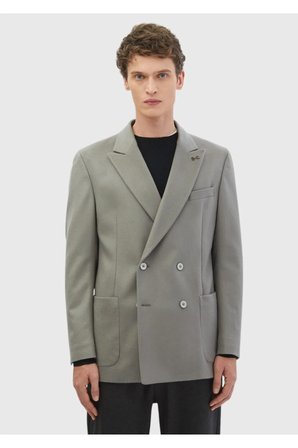 Gri Düz Comfort Fit %100 Yün Ceket