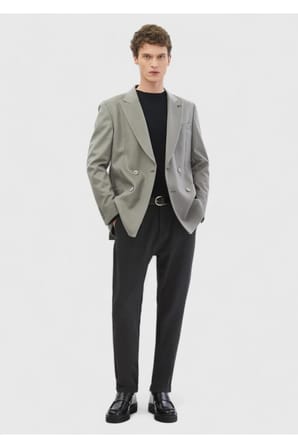 Gri Düz Comfort Fit %100 Yün Ceket