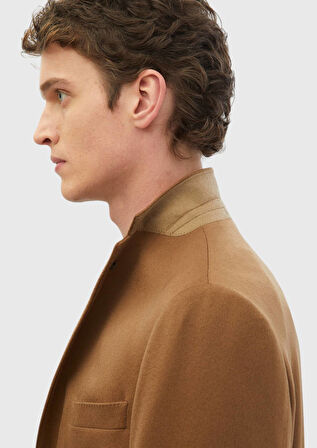 Deve Tüyü Düz Regular Fit %100 Kaşmir Ceket