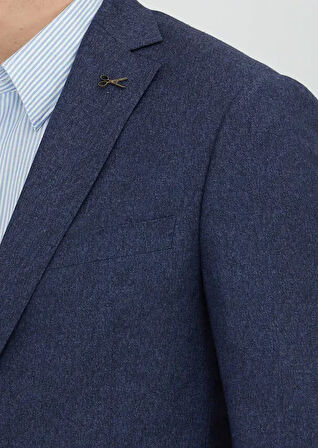 Lacivert Düz Regular Fit %100 Yün Takım Elbise