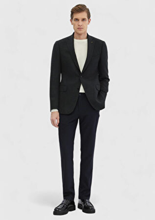 Haki Desenli Regular Fit %100 Yün Ceket