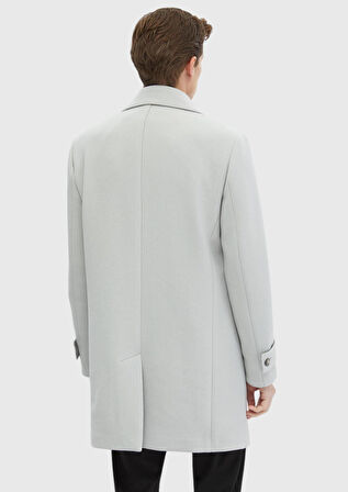 Gri Regular Fit Kruvaze Yaka Casual Dokuma Palto