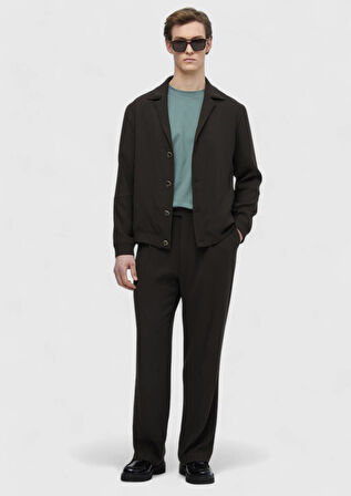 Koyu Kahve Düz Comfort Fit Yün Karışımlı Takım Elbise