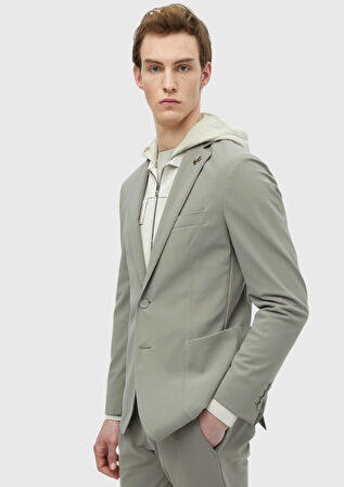 Açık Yeşil Düz Comfort Fit Örme Takım Elbise