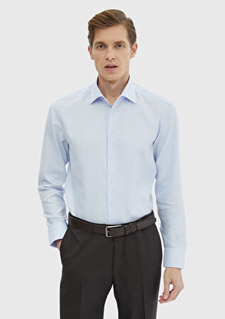 Mavi Desenli Regular Fit Dokuma Klasik %100 Pamuk Gömlek