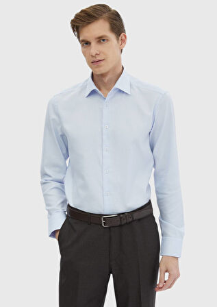 Mavi Desenli Regular Fit Dokuma Klasik %100 Pamuk Gömlek
