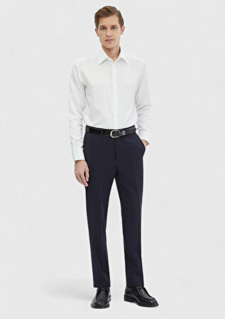 Beyaz Düz Regular Fit Dokuma Klasik %100 Pamuk Gömlek