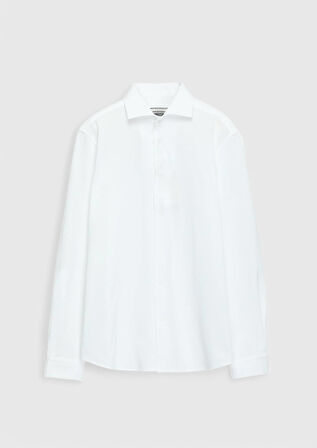 Beyaz Düz Casual Fit Casual %100 Pamuk Gömlek