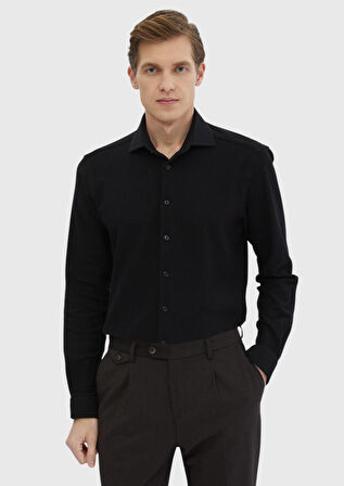 Siyah Çizgili Casual Fit Casual %100 Pamuk Gömlek