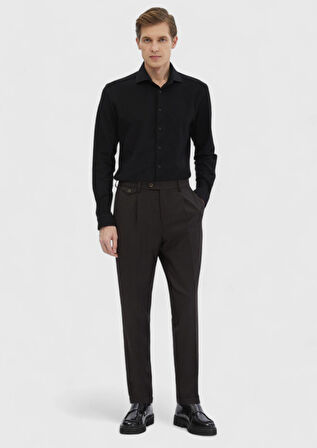 Siyah Çizgili Casual Fit Casual %100 Pamuk Gömlek