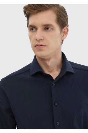Lacivert Çizgili Casual Fit Casual %100 Pamuk Gömlek