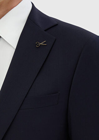 Lacivert Düz Modern Fit %100 Yün Takım Elbise