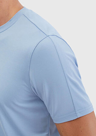 Açık Mavi Bisiklet Yaka T-Shirt