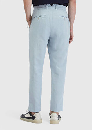 Açık Mavi Düz Dokuma Jogging Fit Casual Pamuk Karışımlı Pantolon