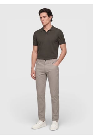 Vizon Düz Dokuma Slim Fit Casual Pamuk Karışımlı Pantolon