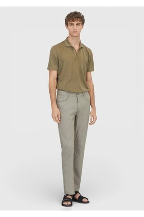 Gri Düz Dokuma Slim Fit Casual Pamuk Karışımlı Pantolon