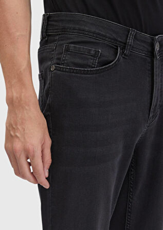 Antrasit Düz Slim Fit Denim Pamuk Karışımlı Pantolon