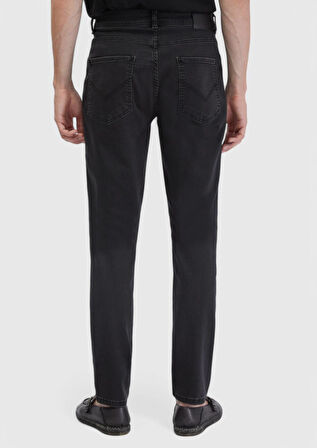 Antrasit Düz Slim Fit Denim Pamuk Karışımlı Pantolon