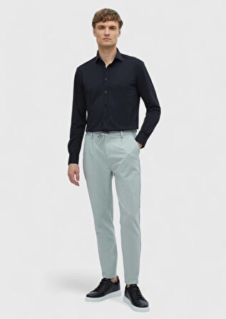 Siyah Düz Regular Fit Dokuma Klasik Gömlek