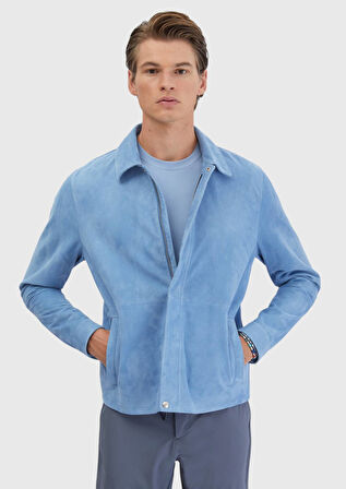 Mavi Regular Fit Gömlek Yaka Casual Deri Mont