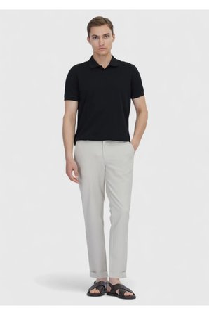 Siyah Düz Polo Yaka %100 Pamuk T-Shirt