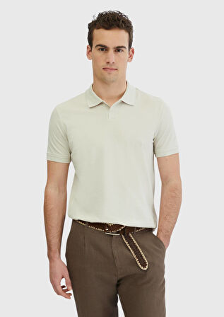 Taş Düz Polo Yaka %100 Pamuk T-Shirt