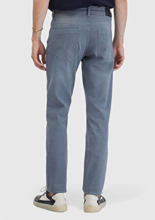 Mavi Düz Slim Fit Denim Pamuk Karışımlı Pantolon