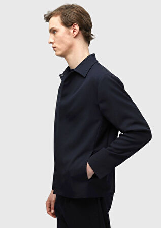 Lacivert Düz Casual Fit %100 Yün Takım Elbise