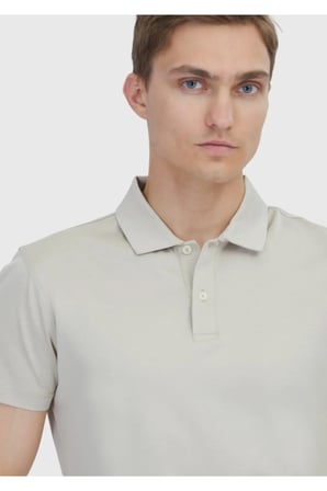 Bej Düz Polo Yaka %100 Pamuk T-Shirt