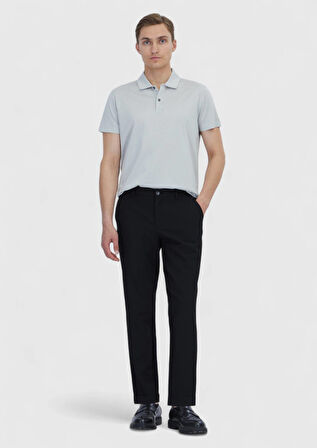 Açık Gri Düz Polo Yaka %100 Pamuk T-Shirt