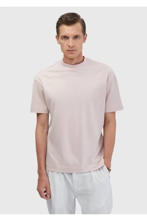 Pembe Düz Bisiklet Yaka %100 Pamuk T-Shirt