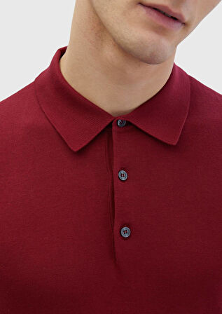 Bordo Polo Yaka %100 Pamuk Triko
